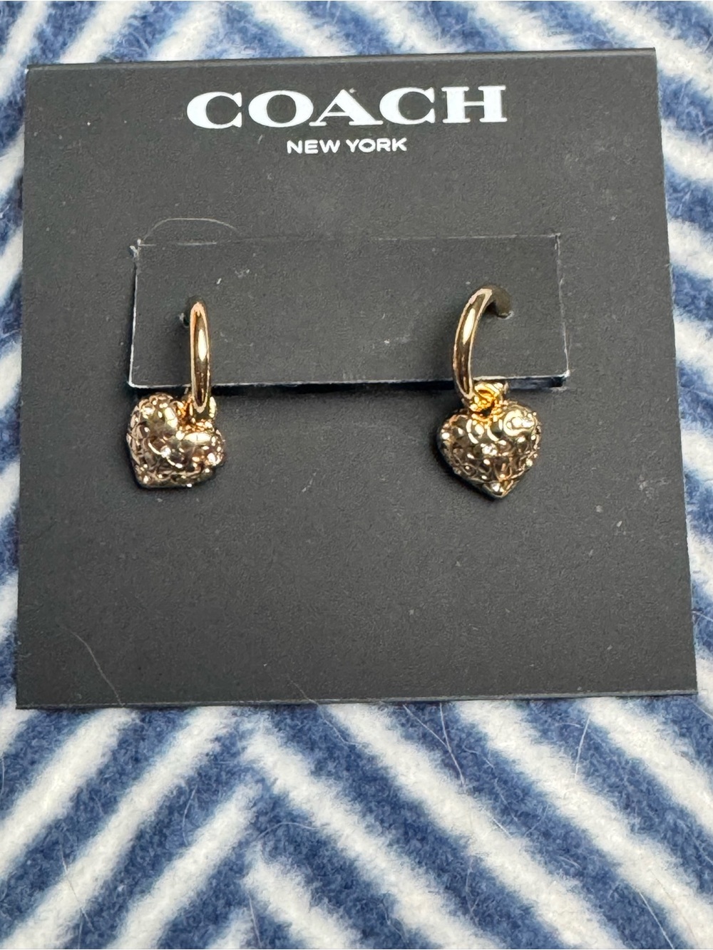Coach Gold Heart Charm Huggie Earrings - Picture 2 of 4